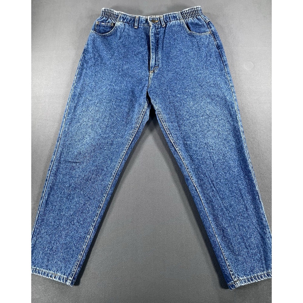 VTG Lee 18 Petite Classic Fit Tapered Leg 90s Mom Jeans Medium Wash Elastic 18P